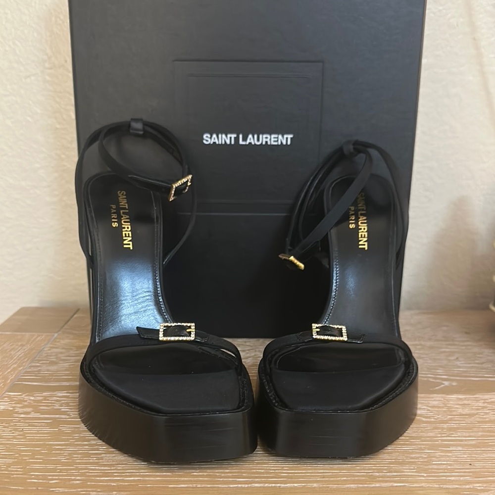 Saint Laurent Black Heeled Sandals Authentic